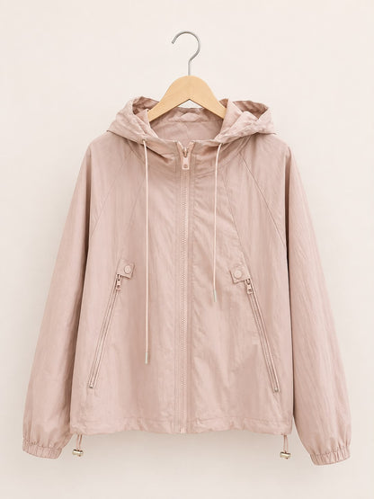Blush Breeze Hooded Windbreaker