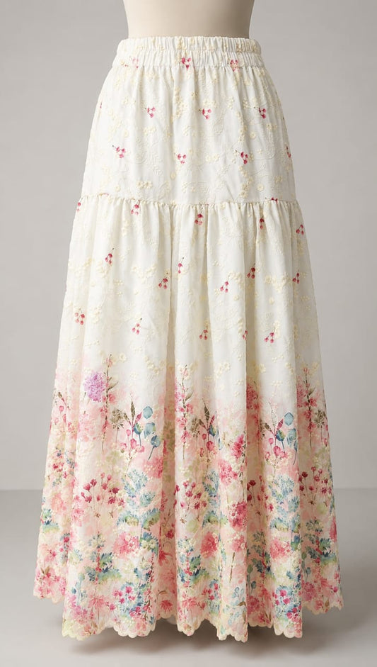 Floral Tiered Maxi Skirt