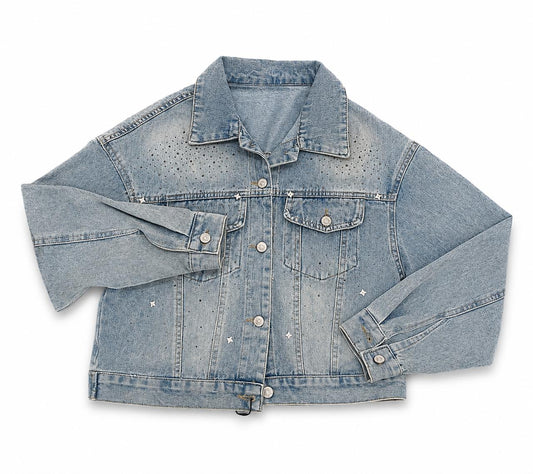 Light Wash Embellished Denim Jacket