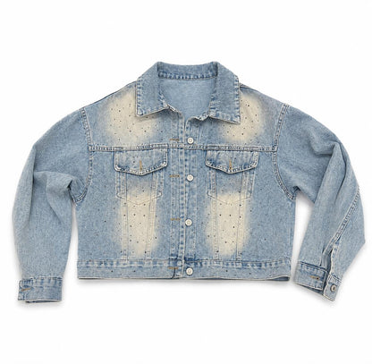 Light Wash Rhinestone Denim Jacket