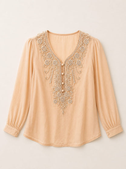 Ivory Bloom Embroidered Blouse