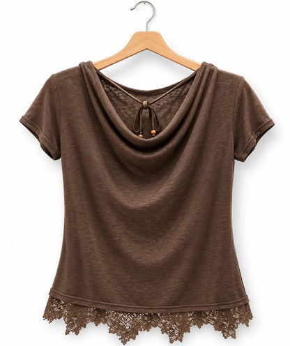 Moncha Cowl Neck Lace Top
