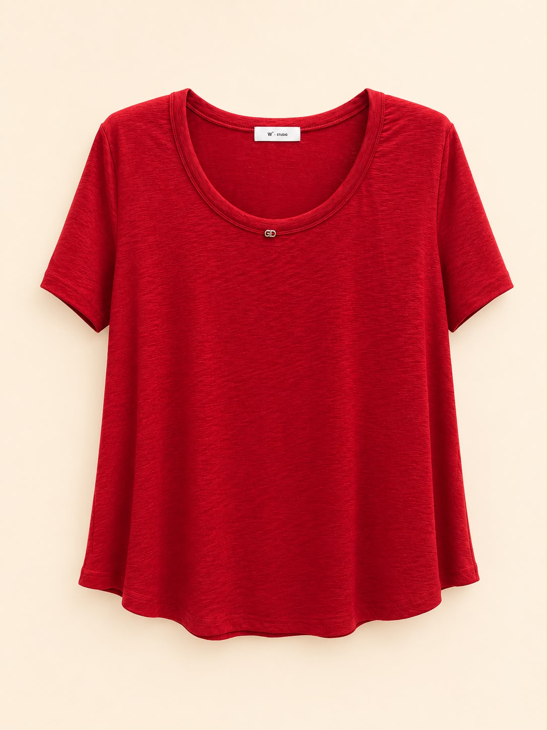Crimson Soft Scoop-Neck Tee