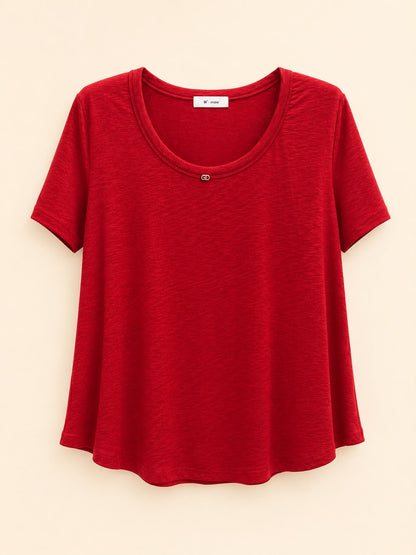 Crimson Soft Scoop-Neck Tee