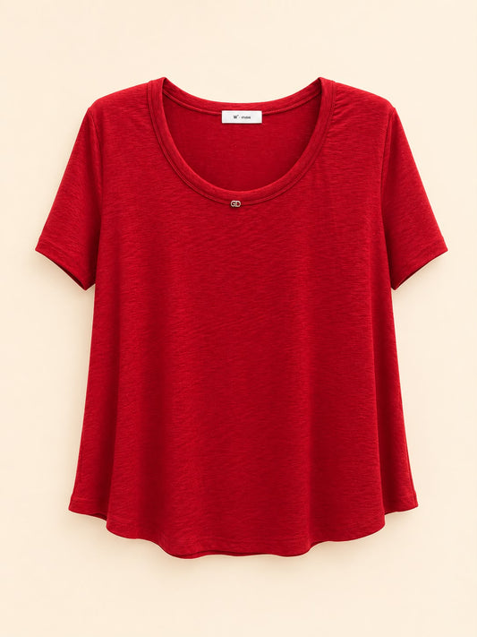 Crimson Soft Scoop-Neck Tee