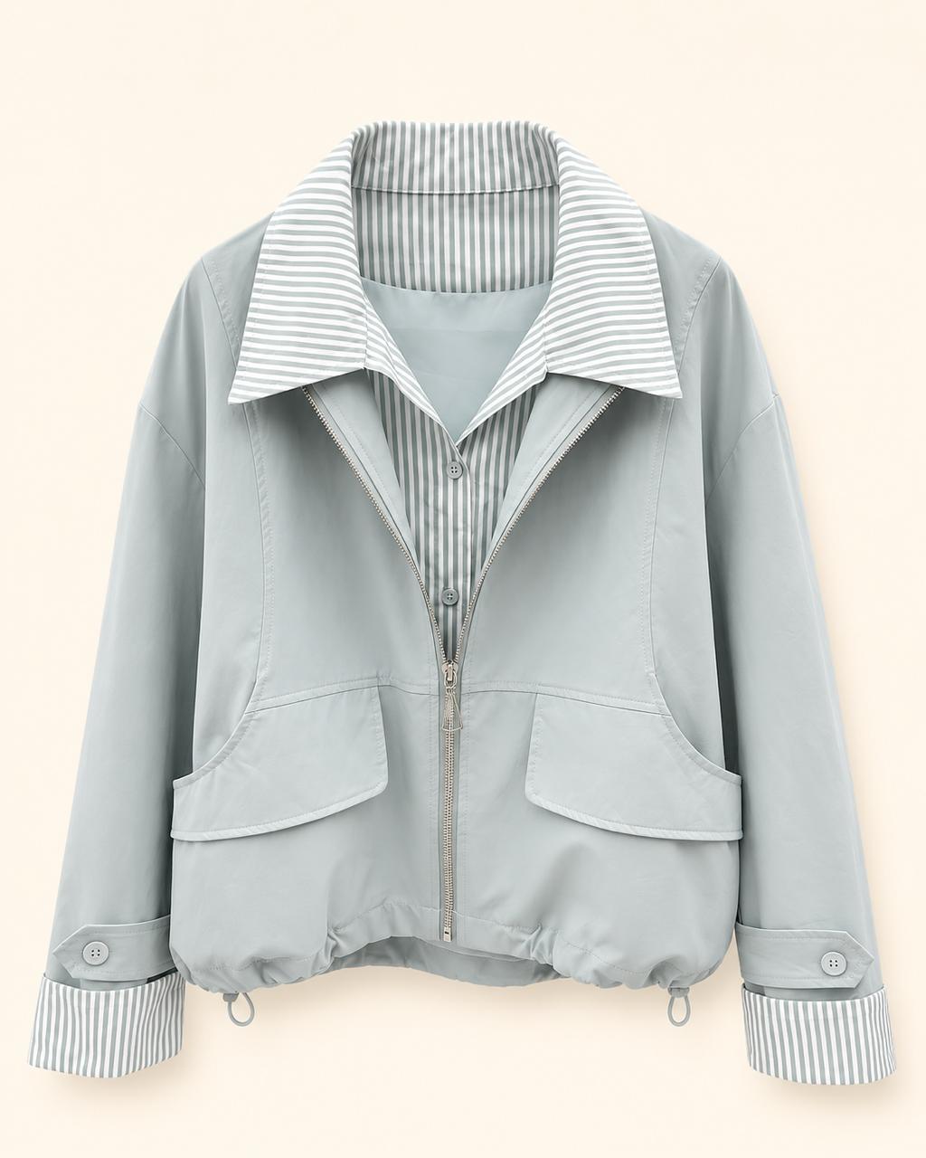 Striped Collar Utility Jacket