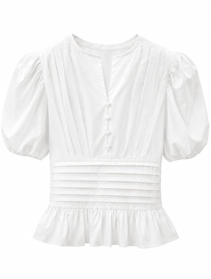 Pleated Peplum Blouse