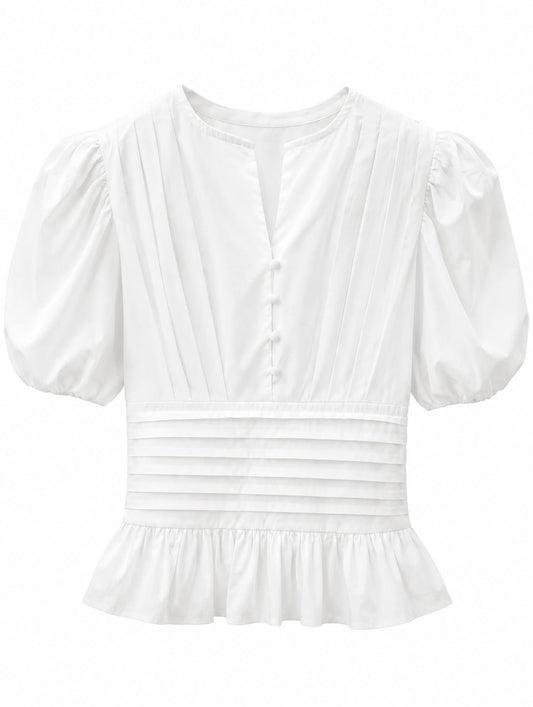 Pleated Peplum Blouse