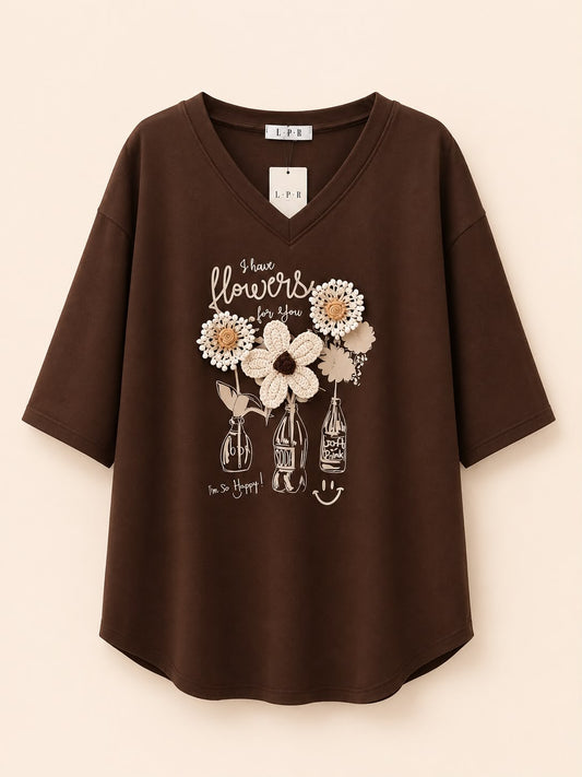 Floral V-Neck Graphic Top
