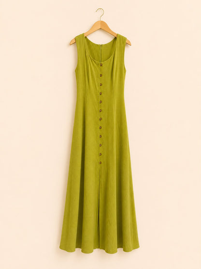 Button -Front Maxi Dress