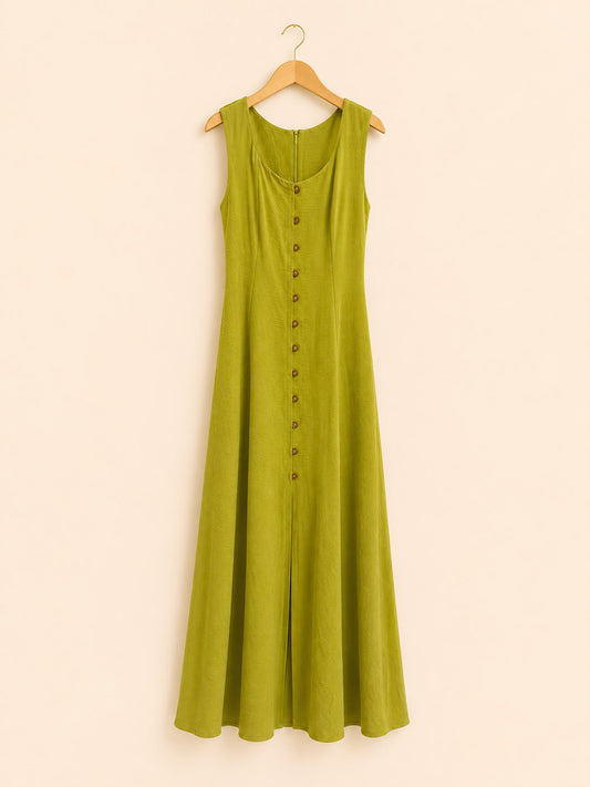 Button -Front Maxi Dress