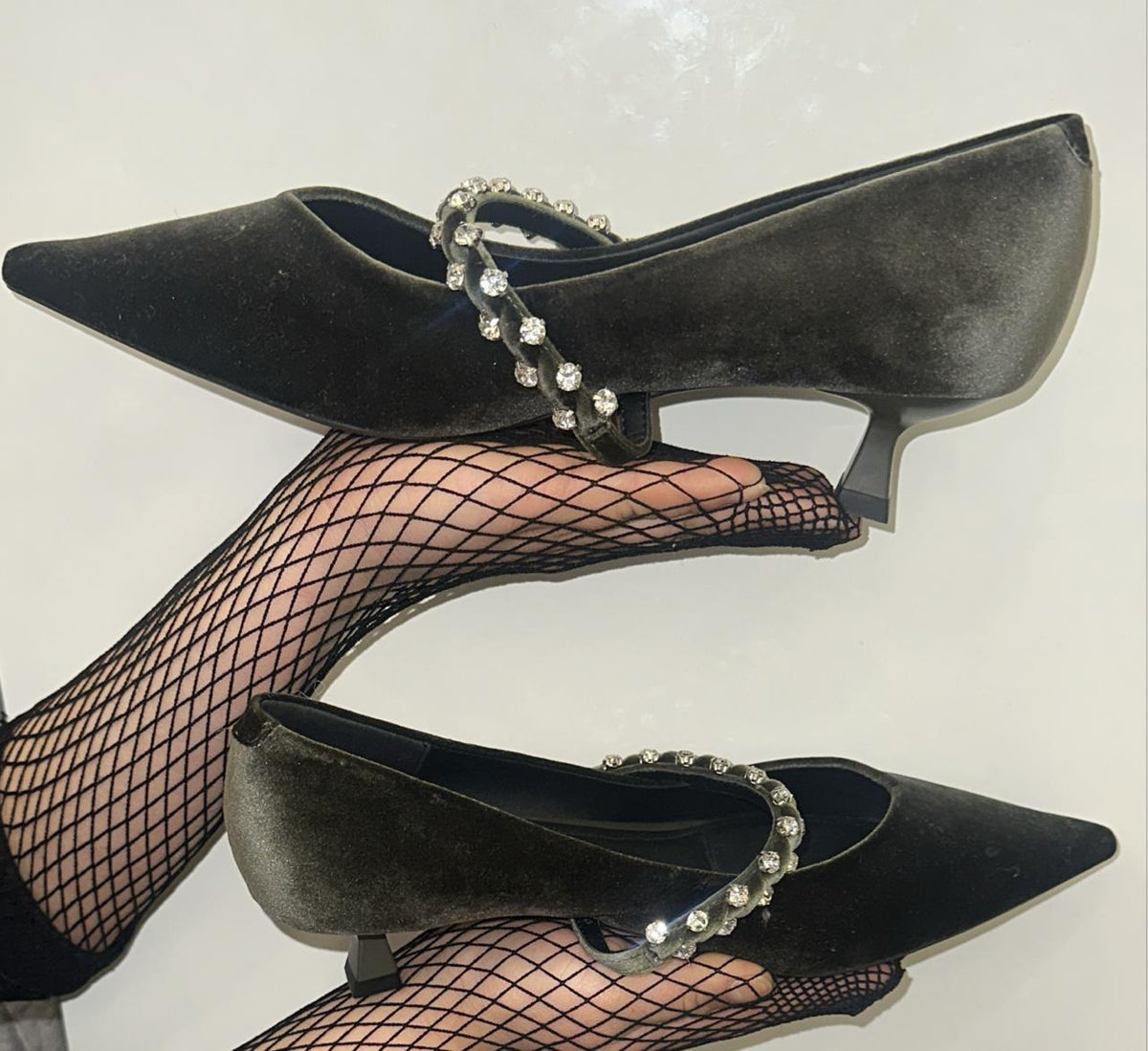 Crystal Strap Pointed Heels