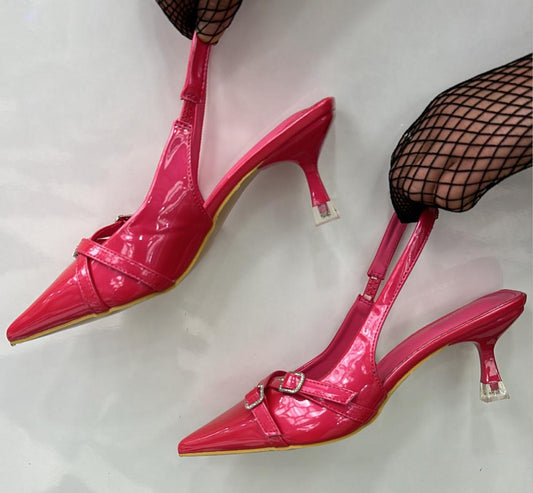 Pointed Toe Slingback Kitten Heels
