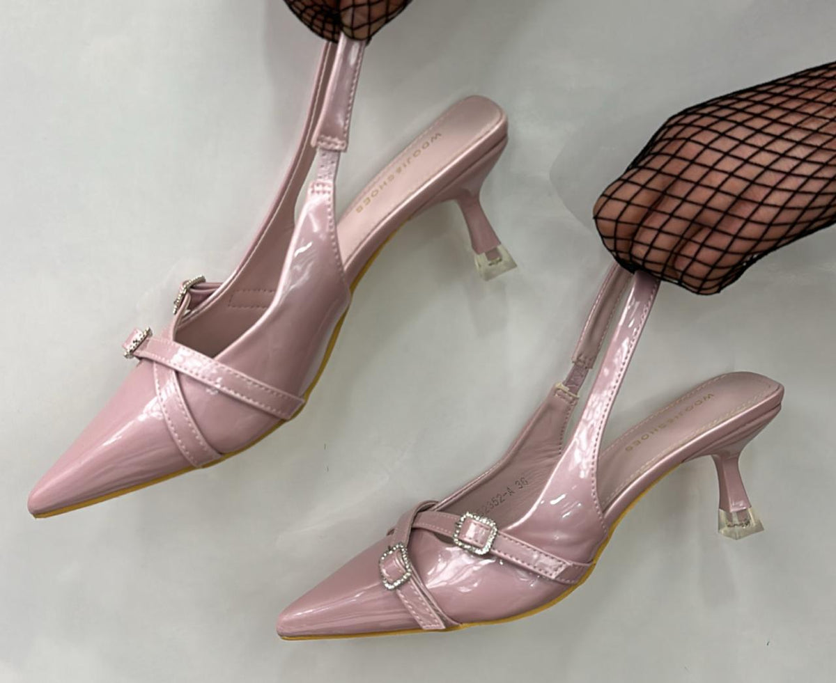 Pointed Toe Slingback Kitten Heels