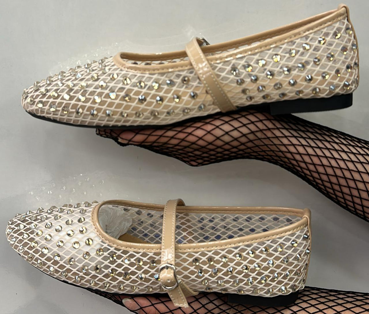 Cushionaire Maxie Rhinestone Mesh Flats