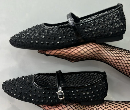 Cushionaire Maxie Rhinestone Mesh Flats