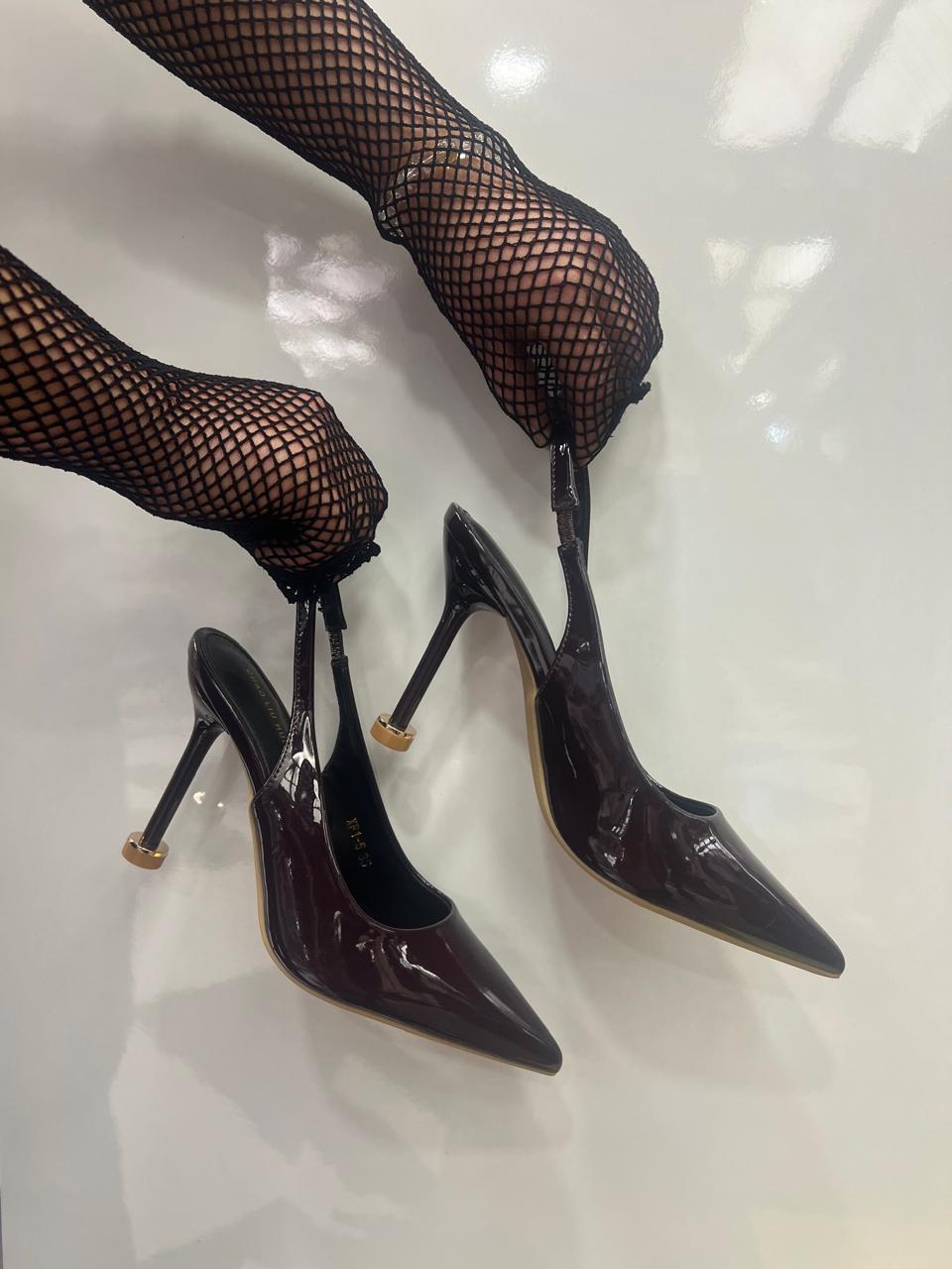 Jewel Heel Accent Slingback Stiletto Pumps