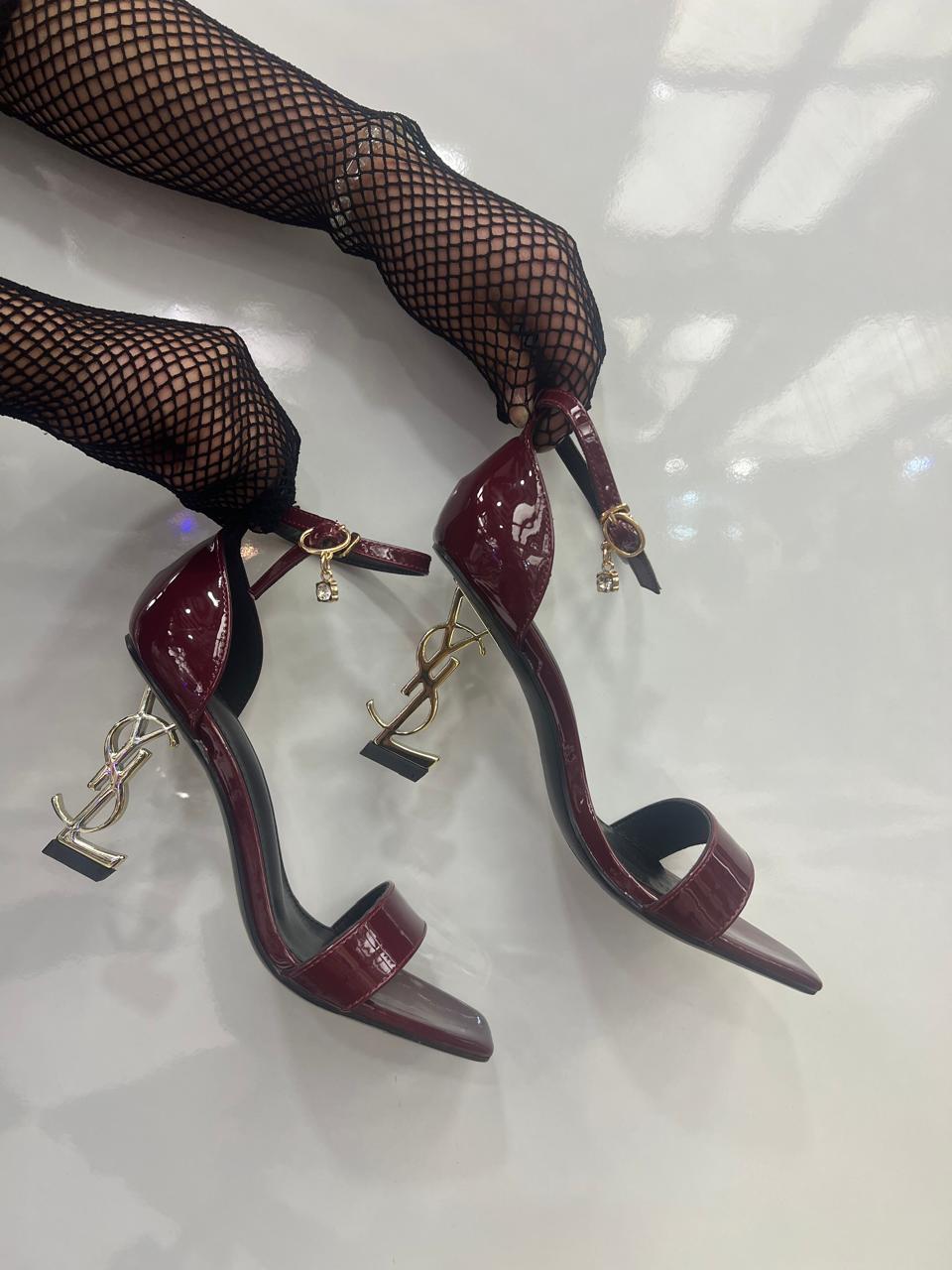 Sculptural YSL logo metal Heels