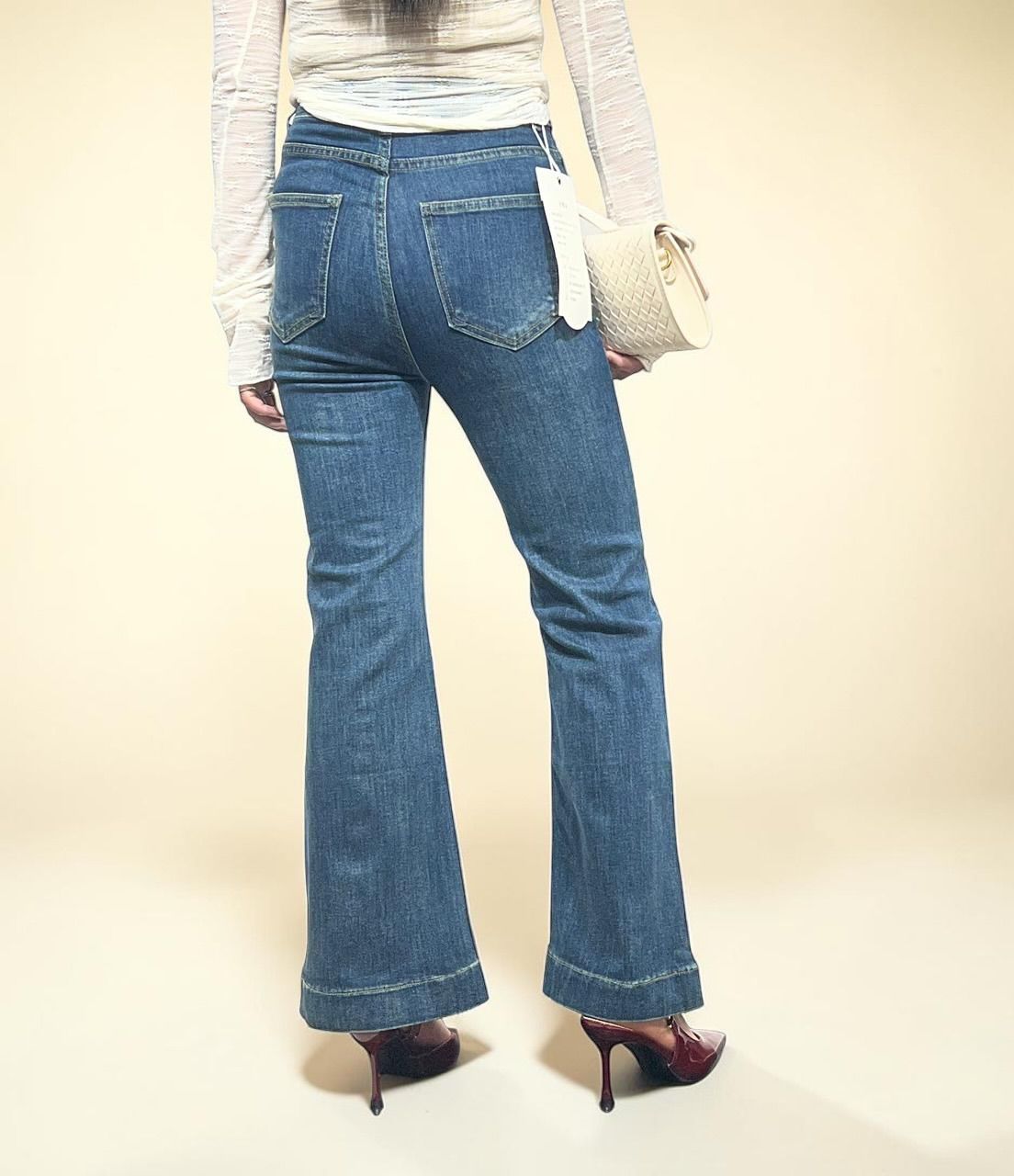 Vintage-wash High-waisted Flare Jeans