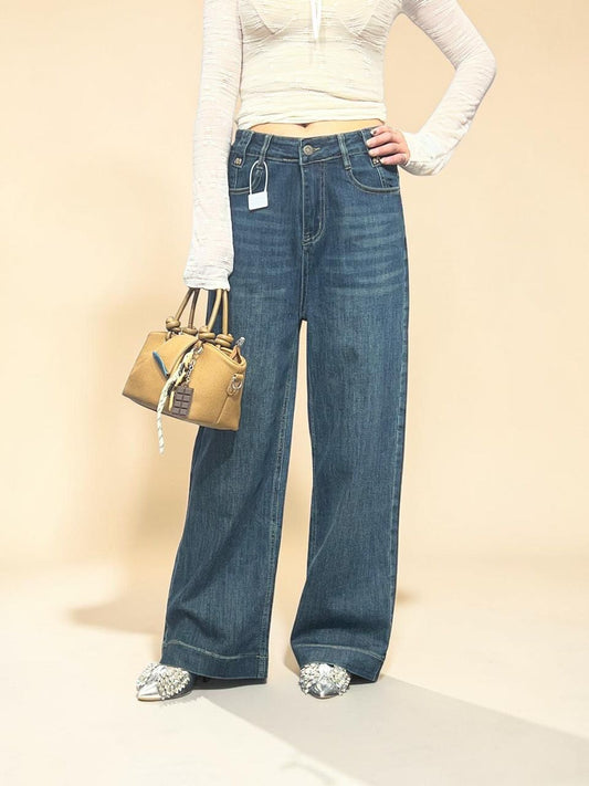 Vintage-wash Baggy Straight Jeans
