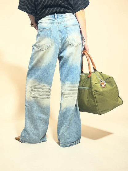 Light-wash Ripped Baggy Jeans