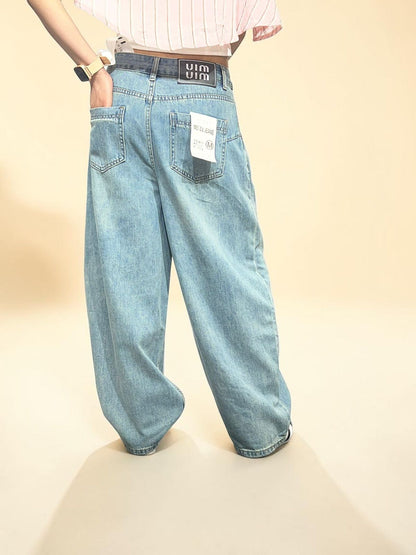 Light-wash Baggy Balloon Jeans