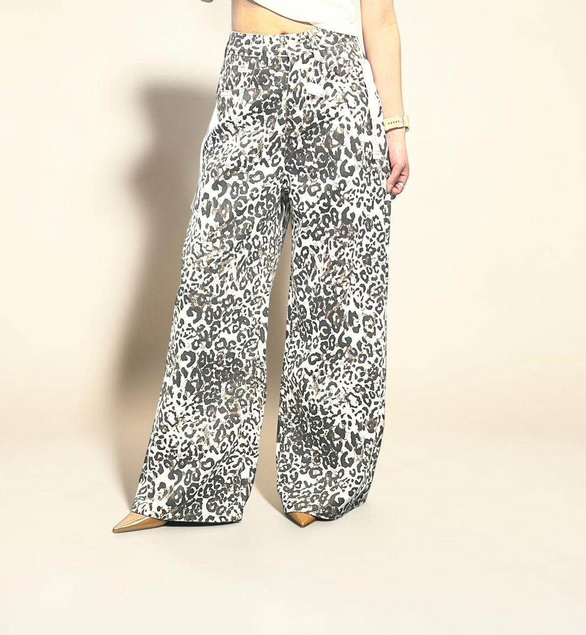 Leopard Print Wide-leg Pants