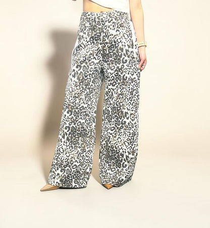 Leopard Print Wide-leg Pants