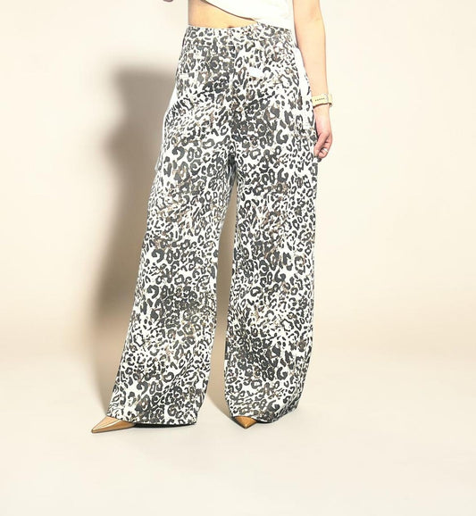 Leopard Print Wide-leg Pants