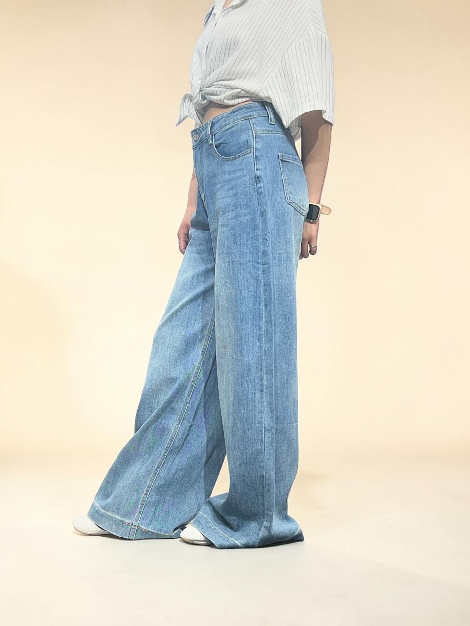 Light-wash Palazzo Baggy Jeans