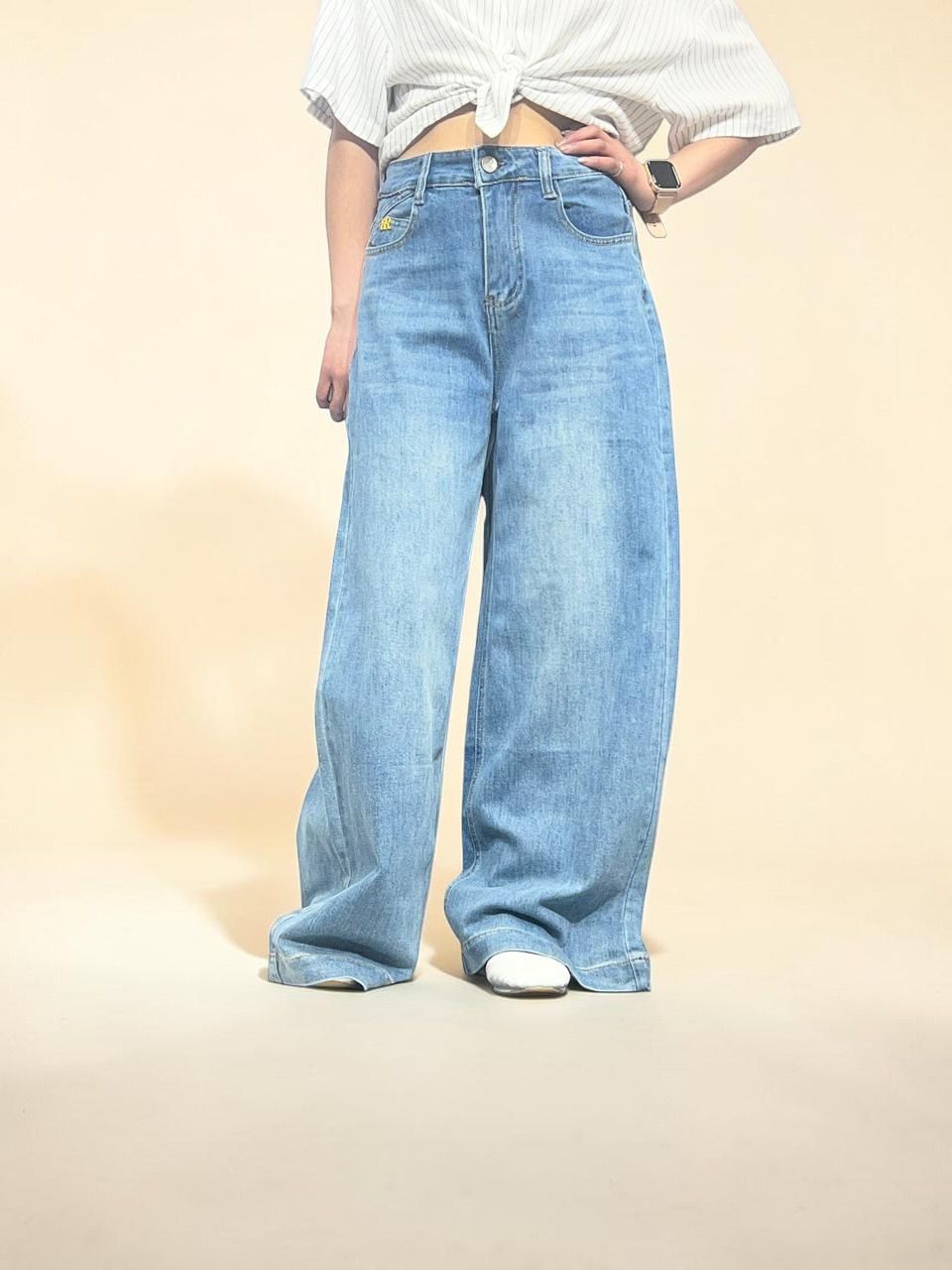 Light-wash Palazzo Baggy Jeans