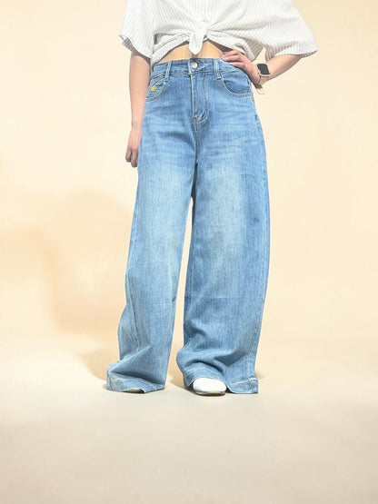 Light-wash Palazzo Baggy Jeans