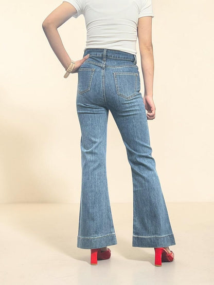 Vintage-wash Slim Flare Jeans