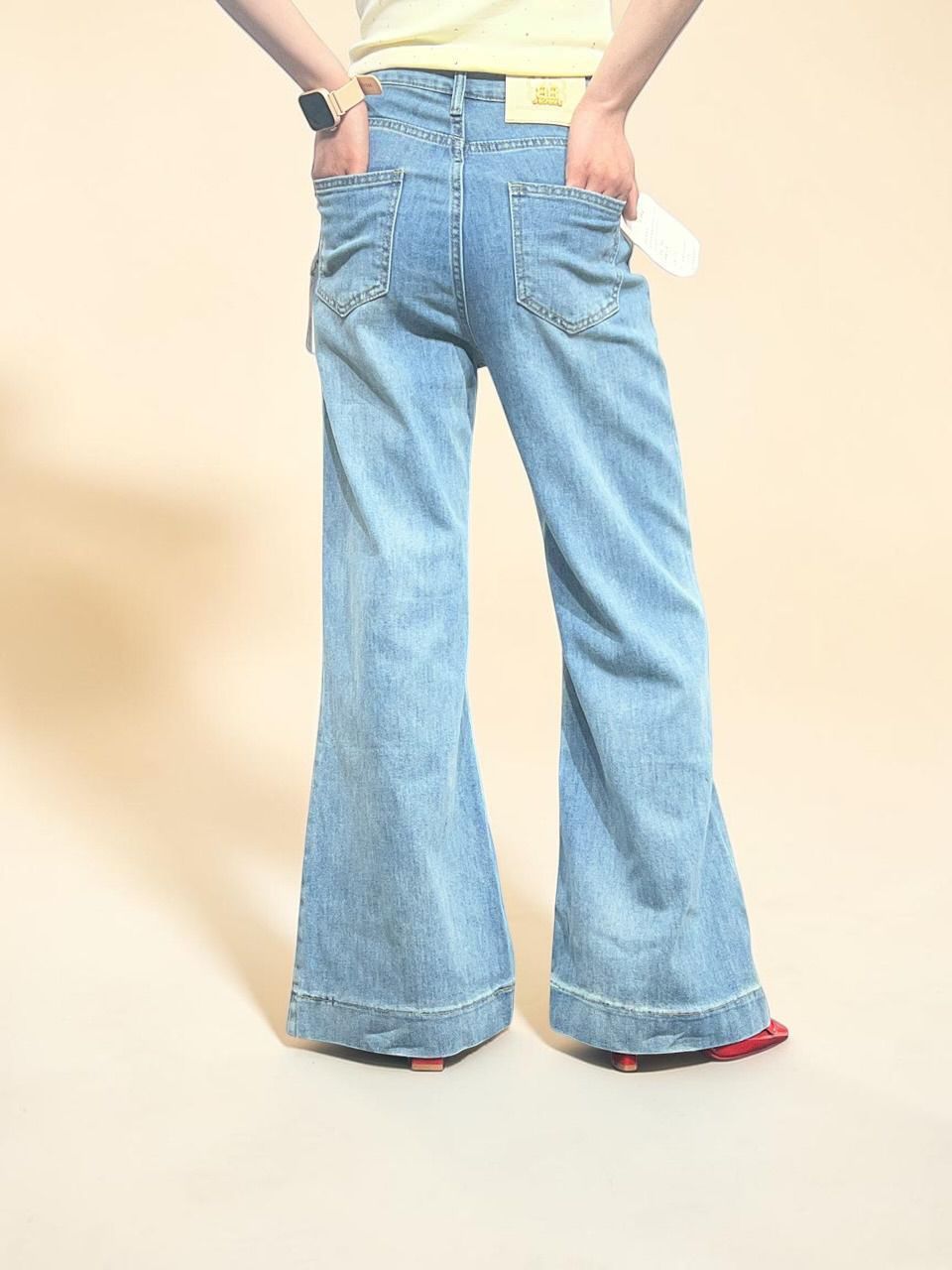 Light-wash Wide Flare Jeans