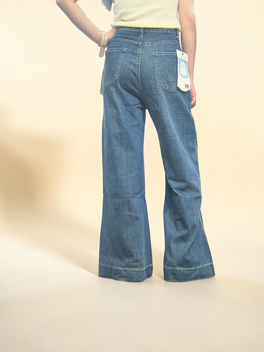 Vintage-wash Extra Wide-leg Jeans