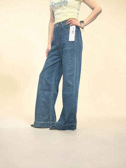 Vintage-wash Extra Wide-leg Jeans