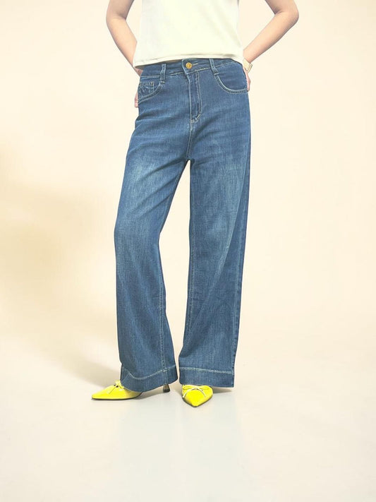 Dark-wash Loose Straight Leg Jeans