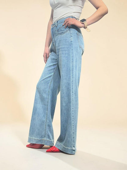 Light-wash High-waist Wide Palazzo Jeans