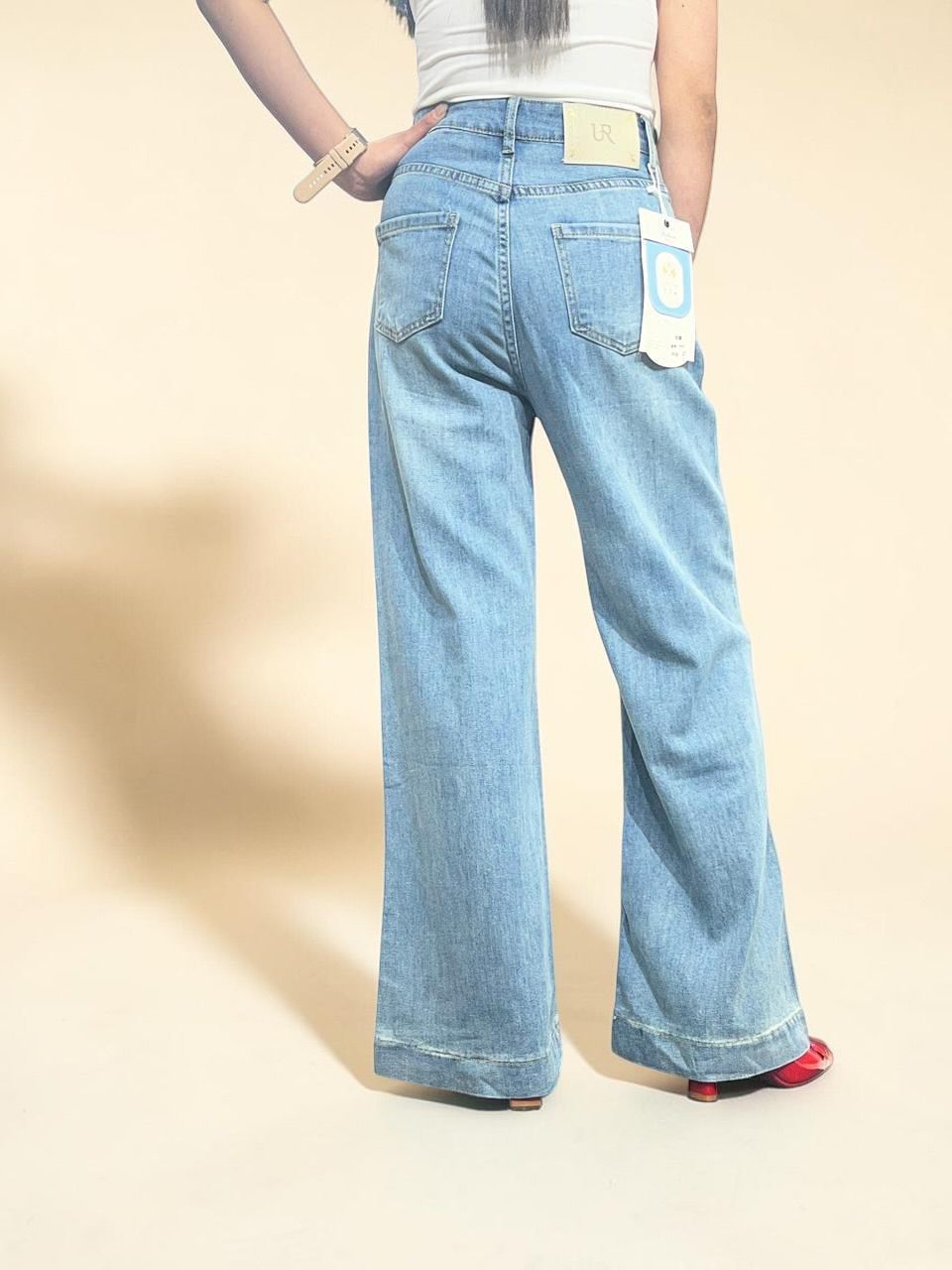 Light-wash High-waist Wide Palazzo Jeans
