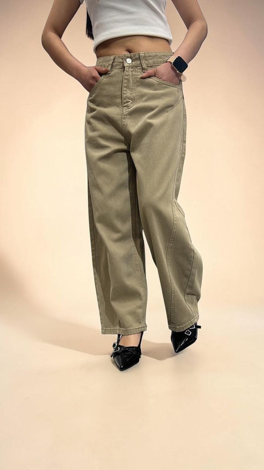 Washed-brown Streetwear Loose Jeans