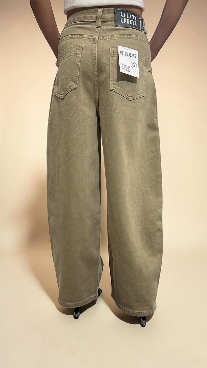 Washed-brown Streetwear Loose Jeans