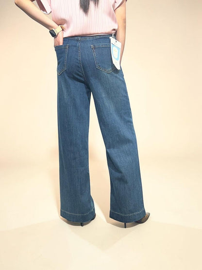 Dark-wash Cropped Wide-Leg Jeans