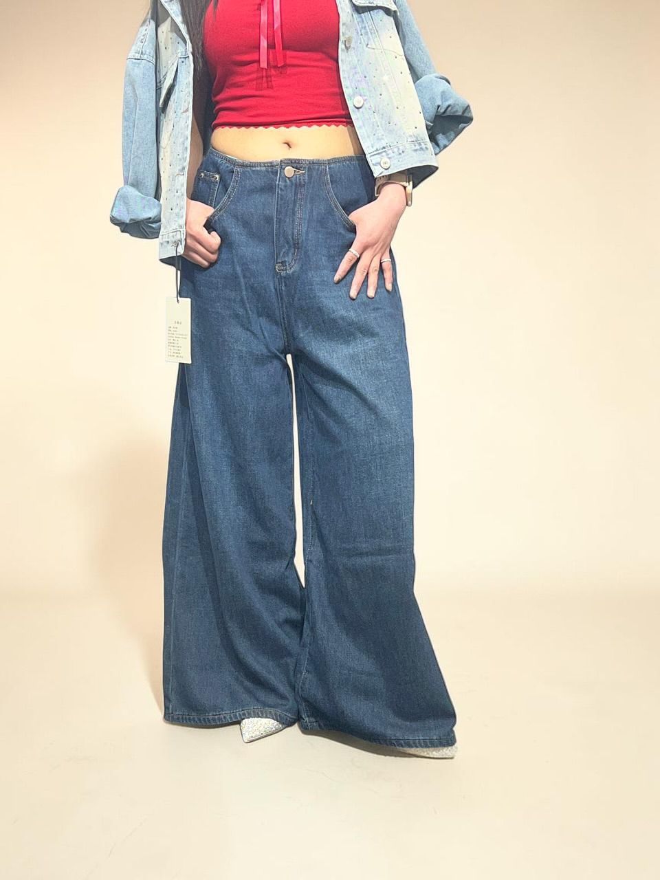 Dark-wash Baggy Wide-leg Jeans