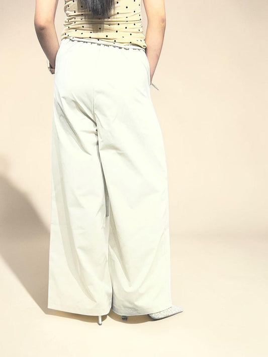 White Tie-Waist Wide-Leg Trousers
