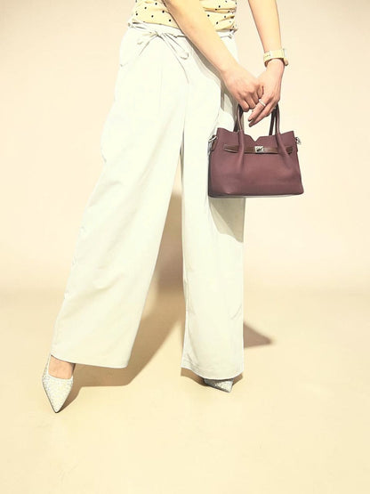 White Tie-Waist Wide-Leg Trousers