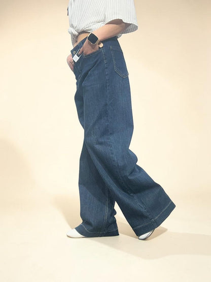 Vintage-wash Relaxed Baggy Straight-Leg Jeans