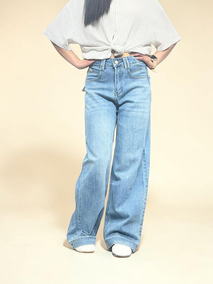 Light-blue faded-wash Relaxed Fit Wide Straight Jeans