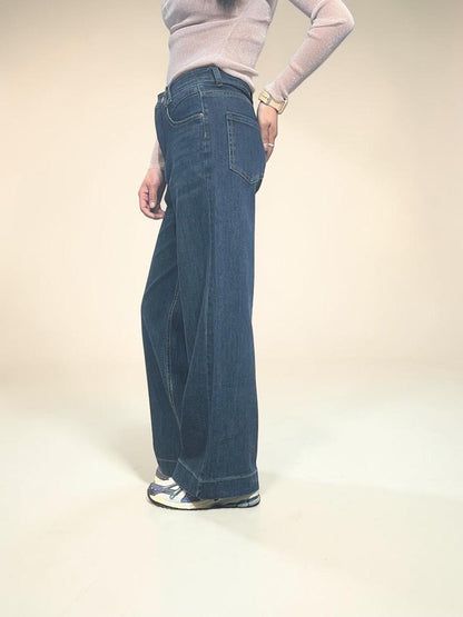 Vintage-wash Wide Straight Jeans