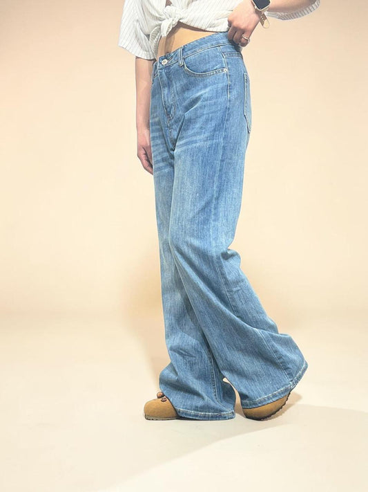 Light-wash High-Waisted Wide Leg Jeans