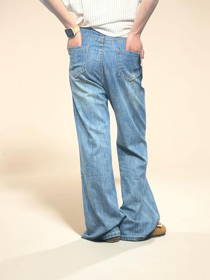 Light-wash High-Waisted Wide Leg Jeans